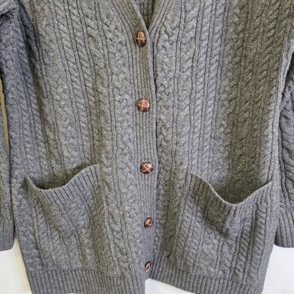 Duluth Trading co. cable knit  wool ; cashmere Cardigan - Picture 3 of 5